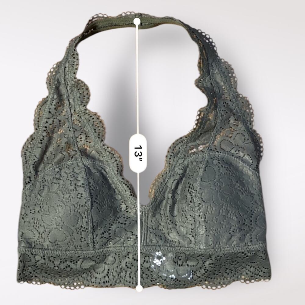 American Eagle Aerie Green Wildflower Lace Padded Halter Bralette Size M NWT - Picture 4 of 10